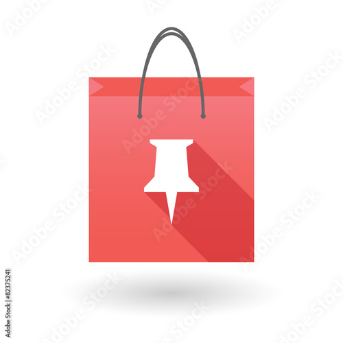 Red shopping bag icon with a push pin
