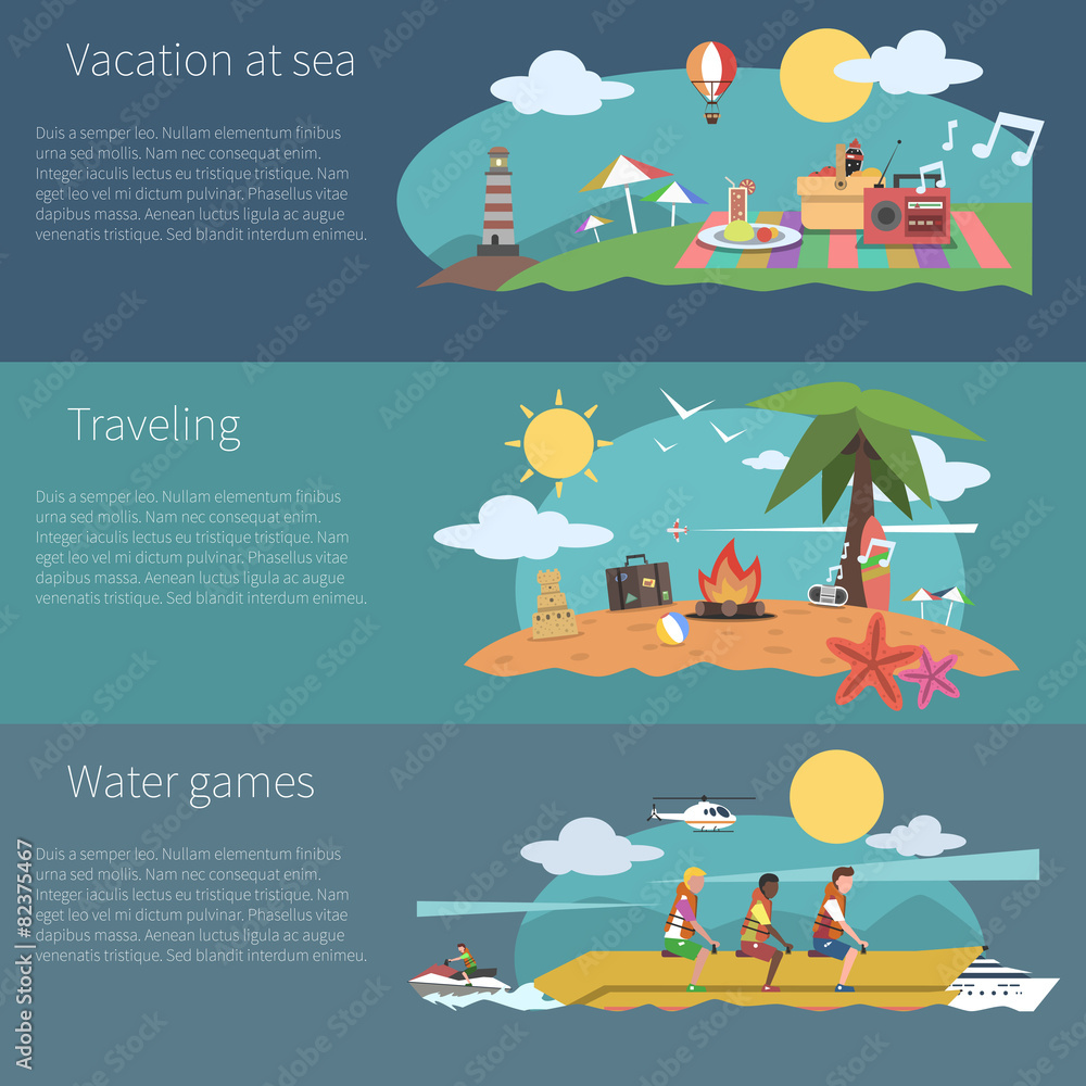 Naklejka premium Summer Banner Set