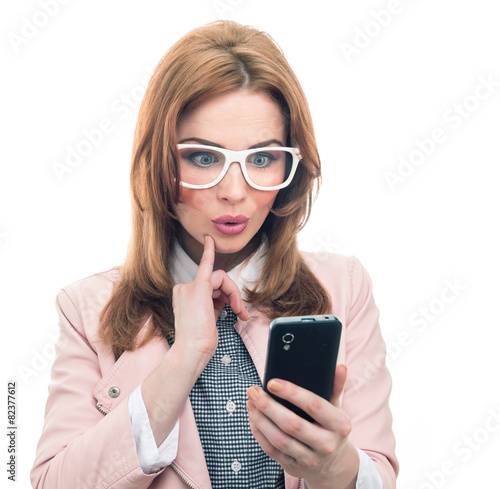 Trendy woman on phone