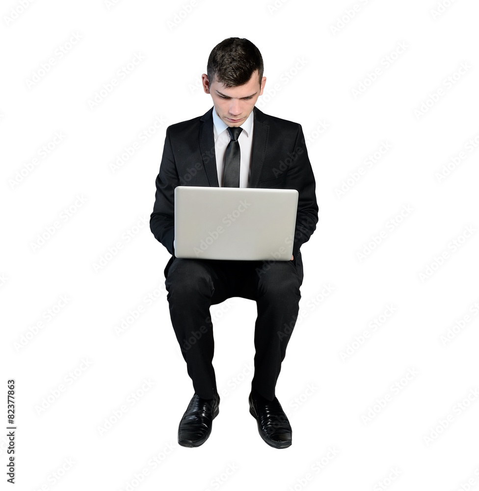 Business man typing laptop Business man typing laptop