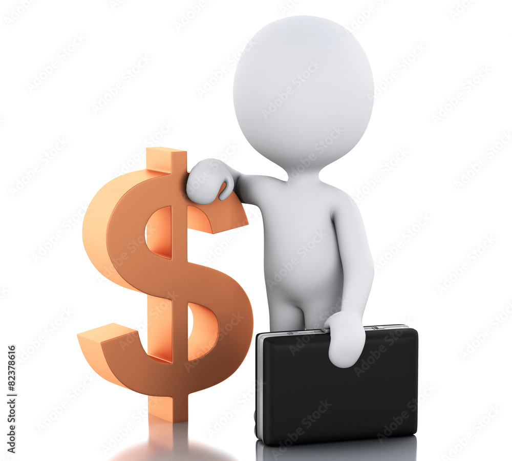 3d white people with dollar sign. Businessman 3d white people with dollar sign. Businessman