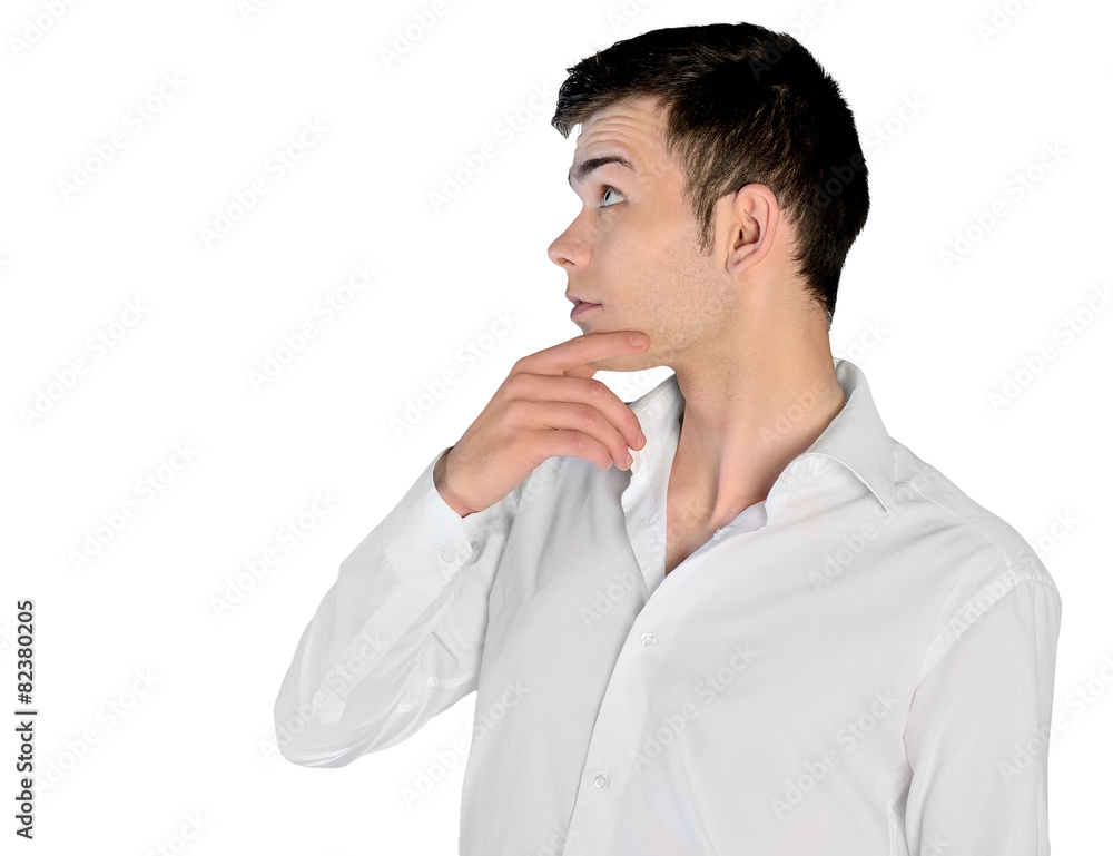Young man looking up Young man looking up