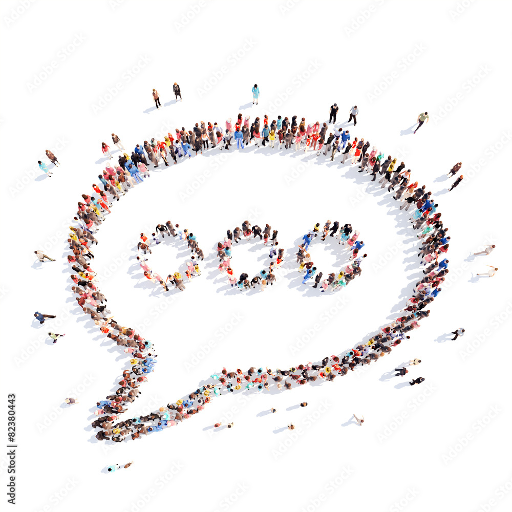 People in the shape of a chat bubble. People in the shape of a chat bubble.