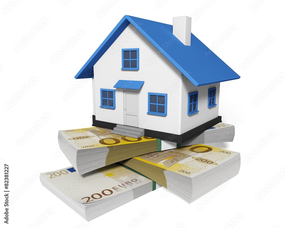 House. 3D. House and Money House. 3D. House and Money