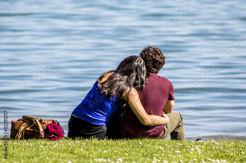 Schilderij op canvas Pärchen am See