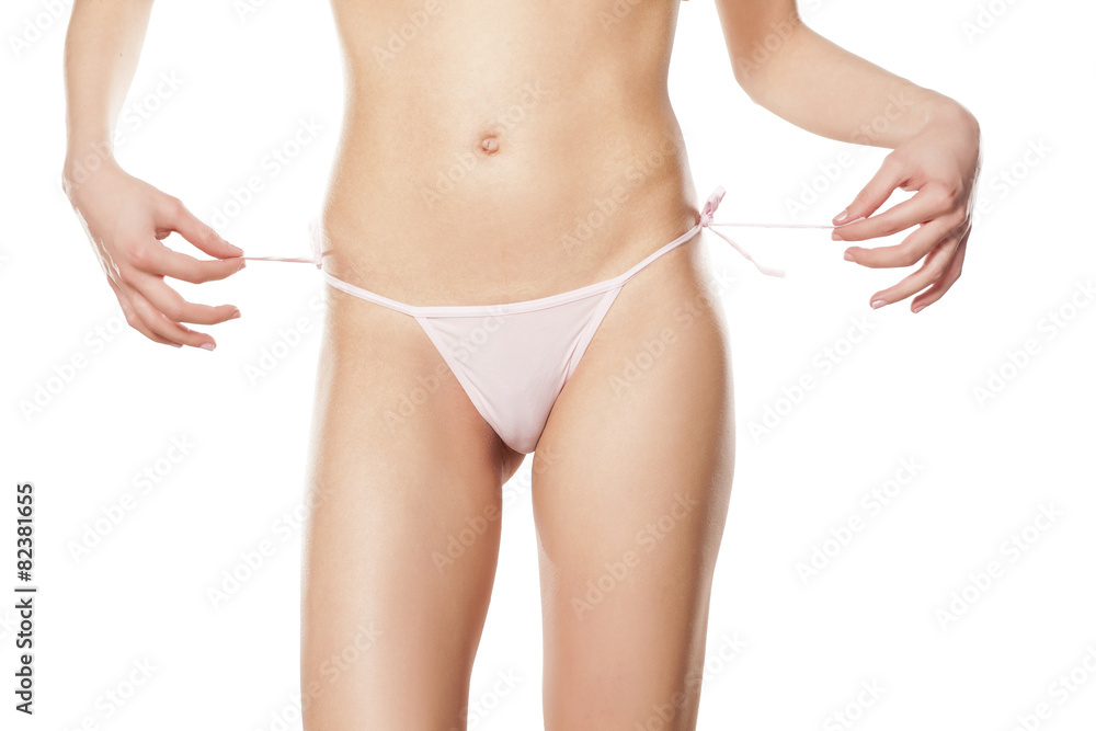 young woman untie her panties