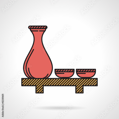 Flat vector icon for red sake set