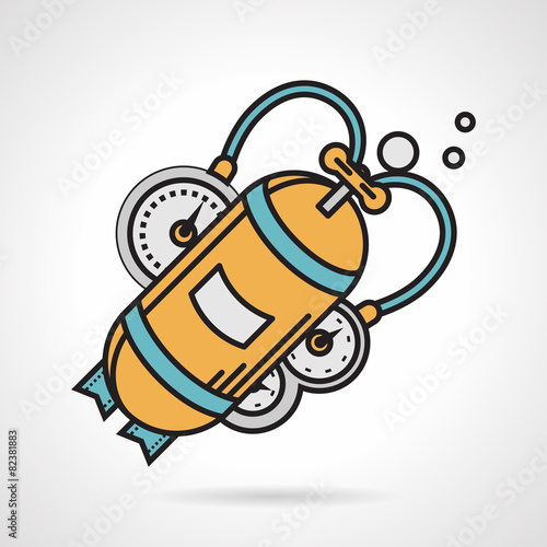 Flat vector icon for yellow aqualung