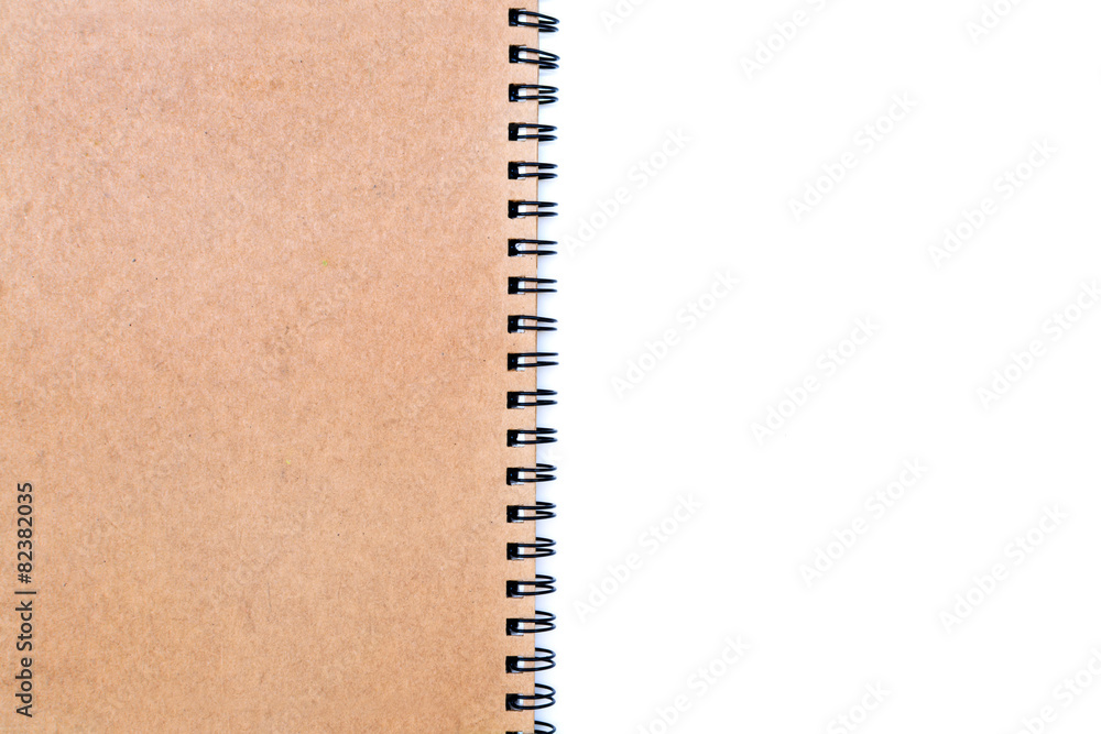 Close up of brown notebook with spiral Close up of brown notebook with spiral