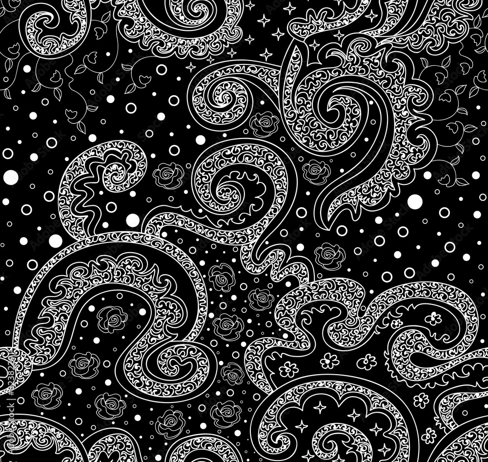 Magic abstract vector seamless with doodles, lines and flowers Magic abstract vector seamless with doodles, lines and flowers
