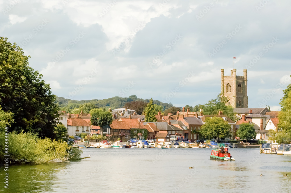 river view of the tourist town of Henley-on-Thames, UK