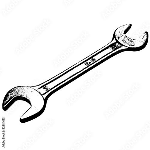 Steel wrench lies on a white background. Vector illustration.