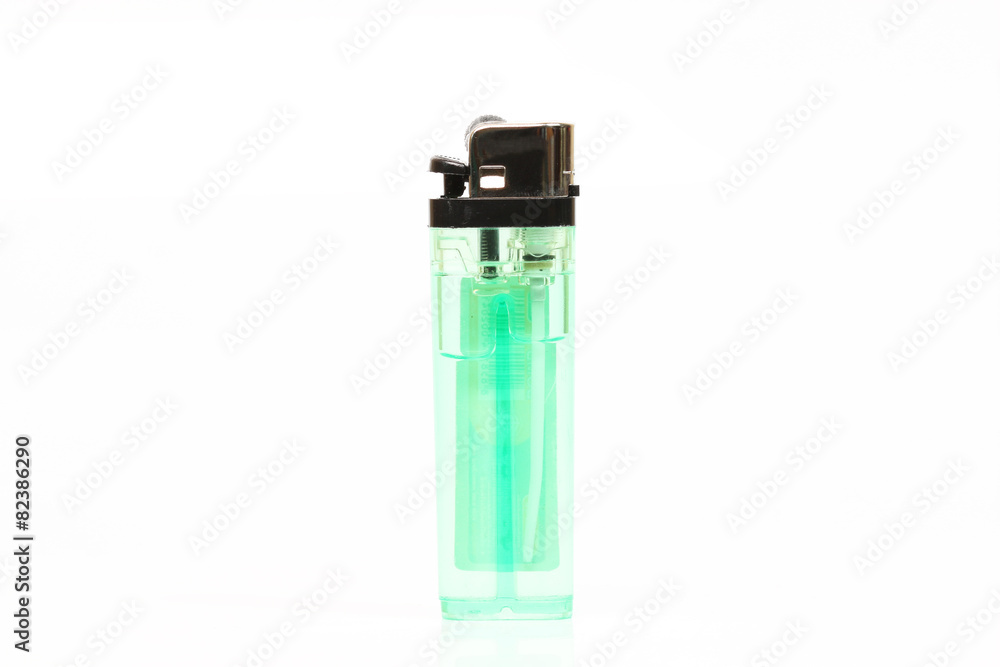 Green lighter isolated over white background Green lighter isolated over white background