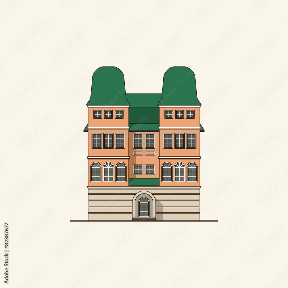 Fototapeta premium Brick house with towers