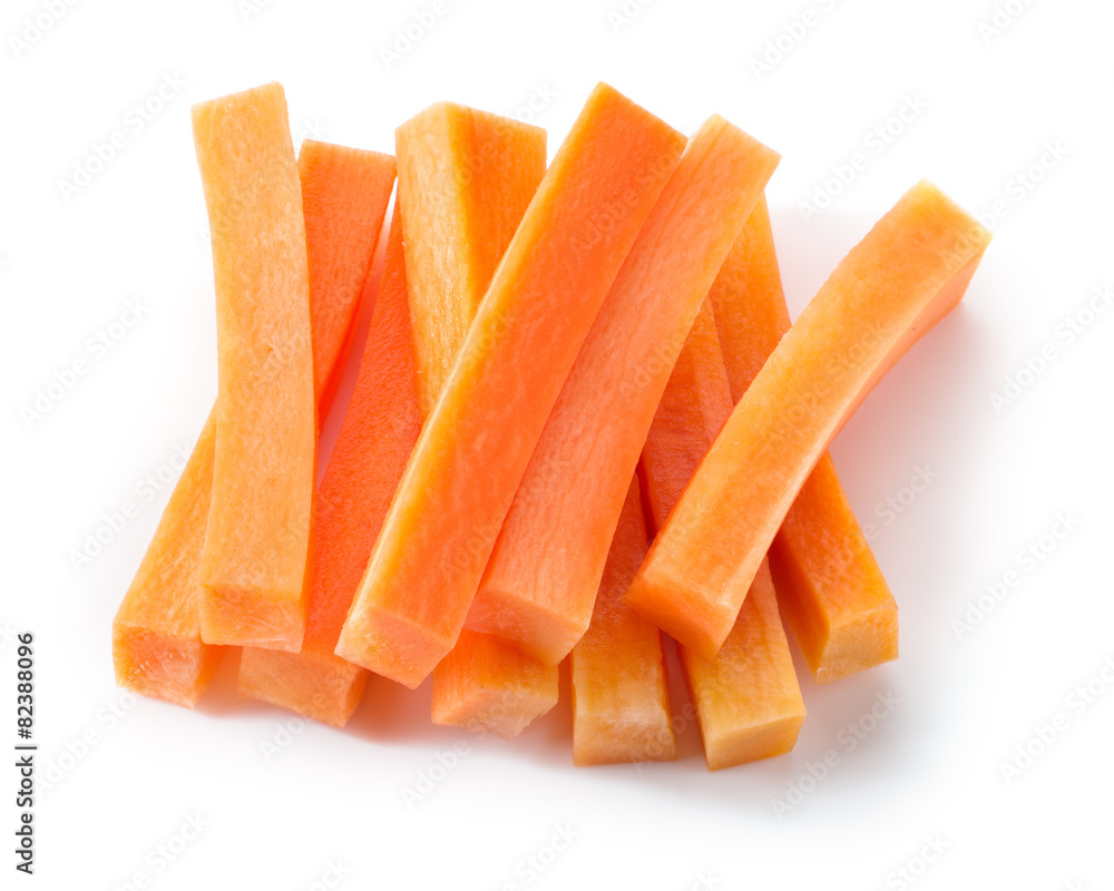 Carrot sticks isolated on white background. Carrot sticks isolated on white background.