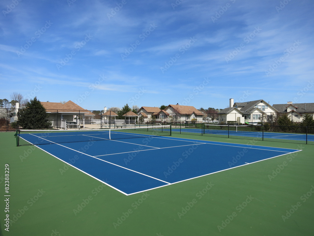 Blue Tennis Court with Blue Sky