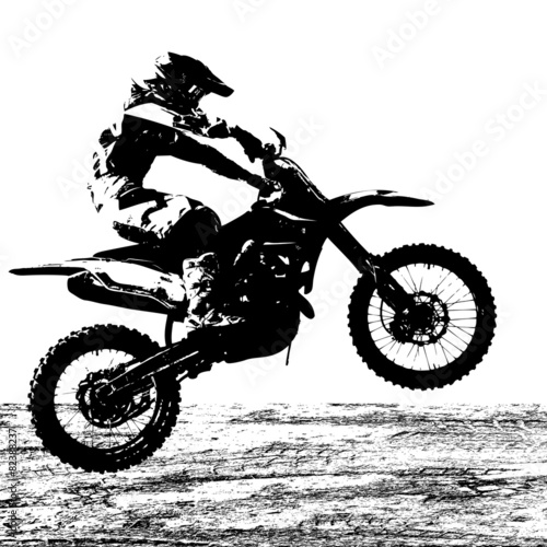 Rider participates motocross championship. Vector illustration.