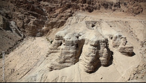 Qumran caves where Dead Sea Scrolls were found photo