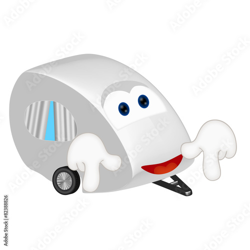 Foto Funny caravan camping cartoon illustration comic