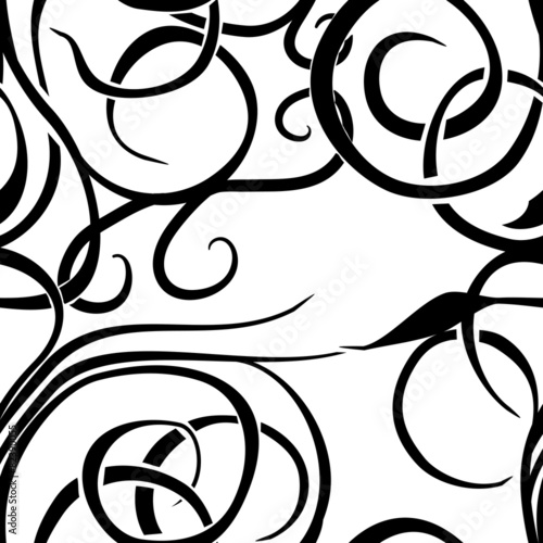 Black and white floral seamless pattern Vector 1