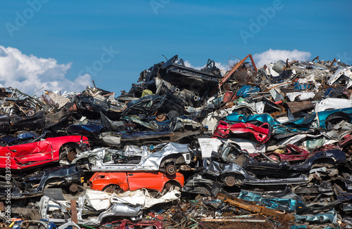 pile of used cars, car scrap yard