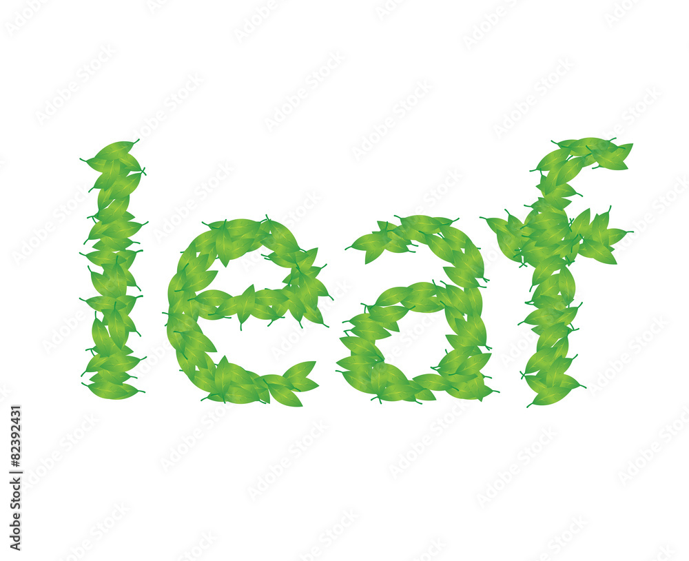 Word LEAF of green leaves. Vector illustration
Word LEAF of green leaves. Vector illustration