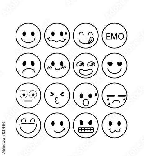 Set of smiley icons: different emotions 