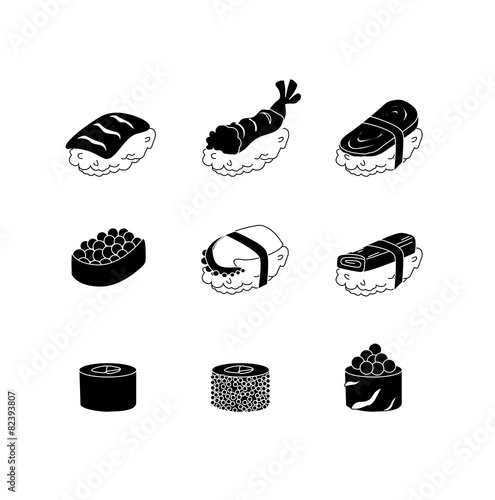 Vector set of mix sushi icon
