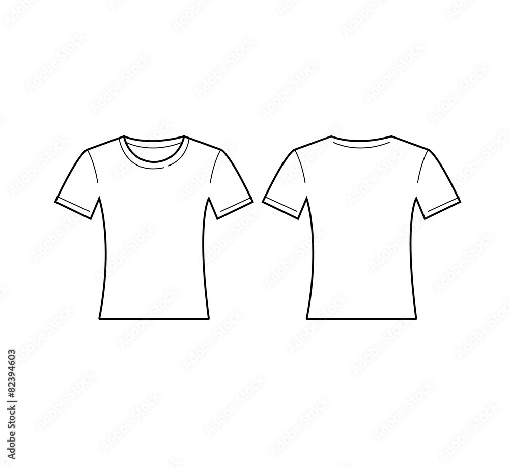 Vector of women white t-shirt template. Front and back Stock Vector ...