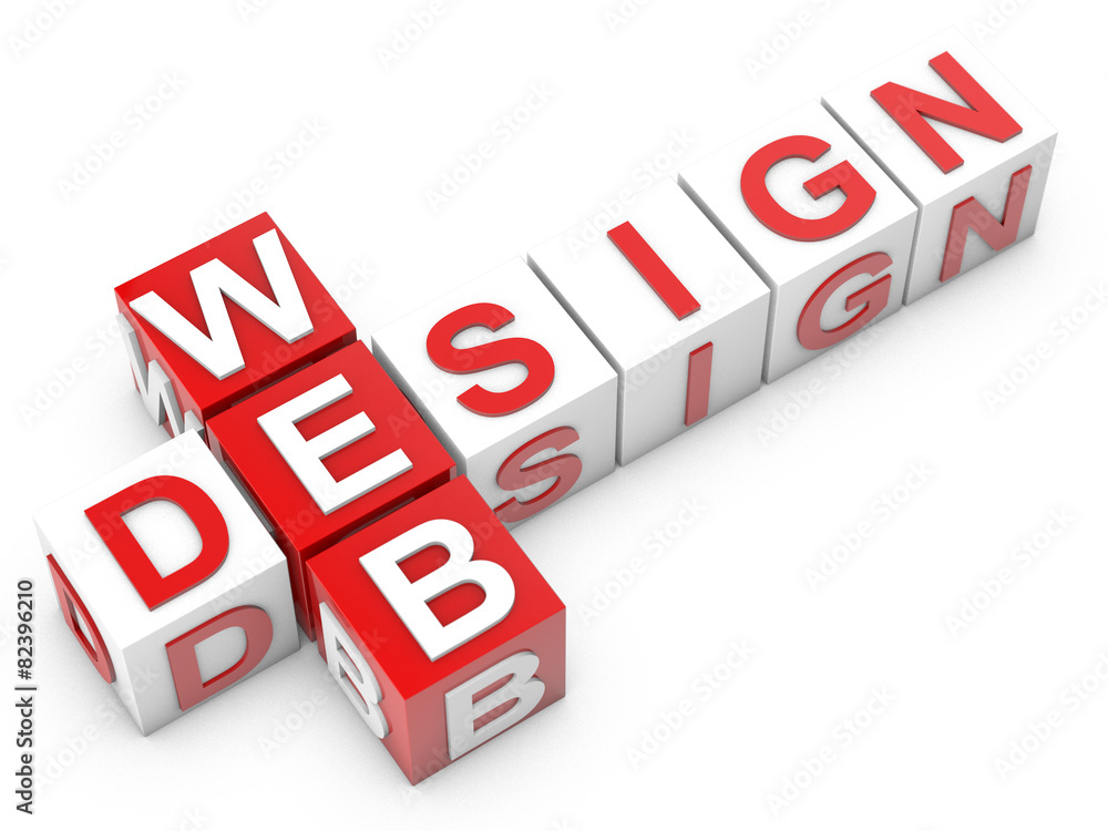 Web Design - red and white cubes over white background Web Design - red and white cubes over white background