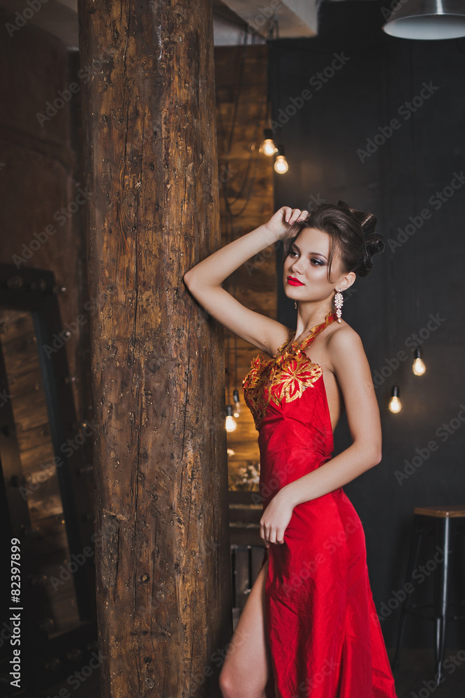 The girl in an open red dress 2577.