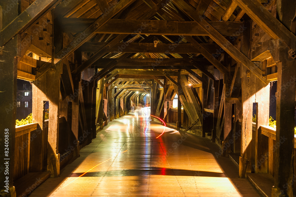 Innenarchitektur der gedeckten Holzbrücke, Bad Säckingen