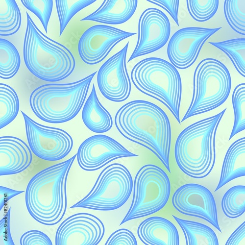 Vector seamless background with outline drops in blue and green