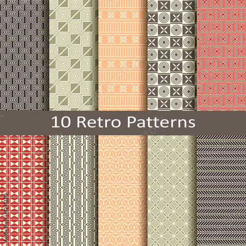 set of ten retro patterns