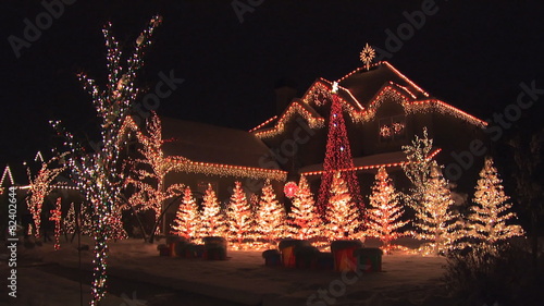 house with Christmas lights