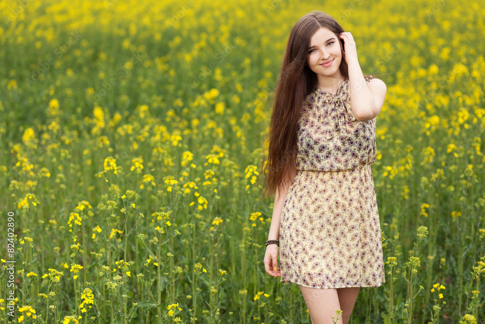 Young beautiful woman in the fields Young beautiful woman in the fields