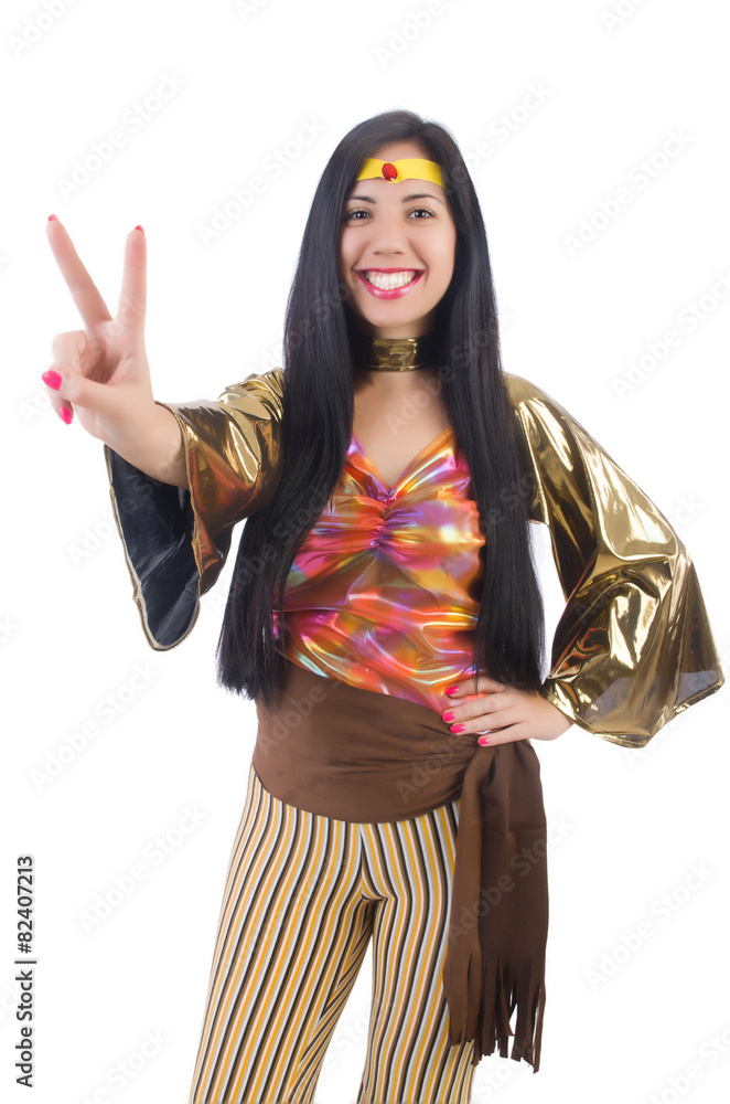 Girl in colourful latino dress isolated on white Girl in colourful latino dress isolated on white