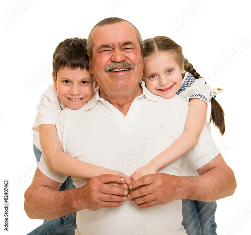 Grandfather and grandchildren portrait photo