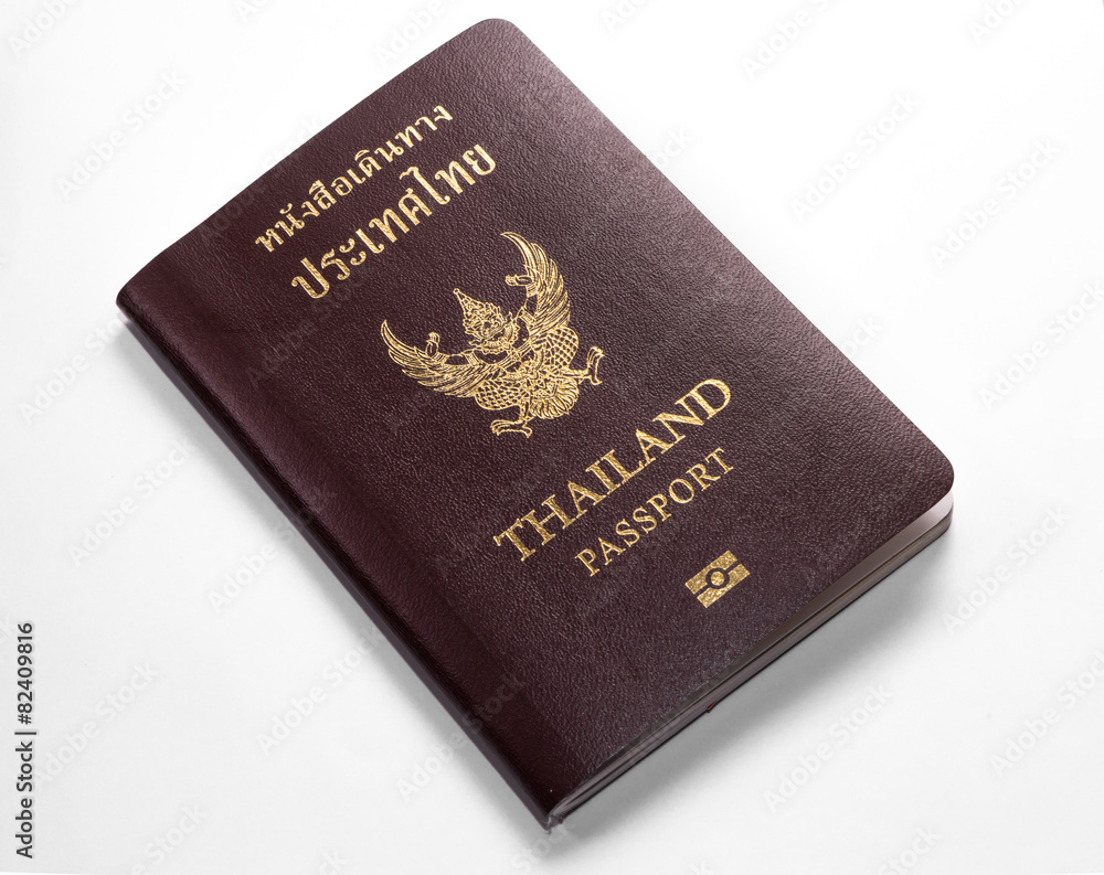 Thailand passport book on white background Thailand passport book on white background