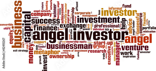 Angel investor word cloud concept. Vector illustration