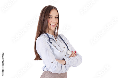 woman with stethoscope isolated