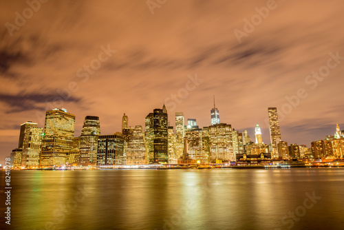 Night panorama of Manhattan in New York  USA