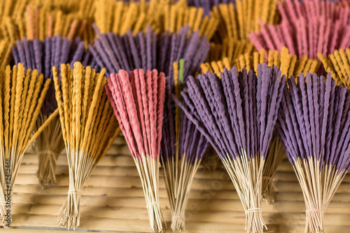 Aromatic incense sticks drying on the sun