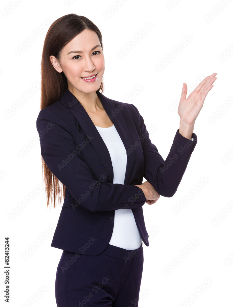Young business woman showing something Young business woman showing something