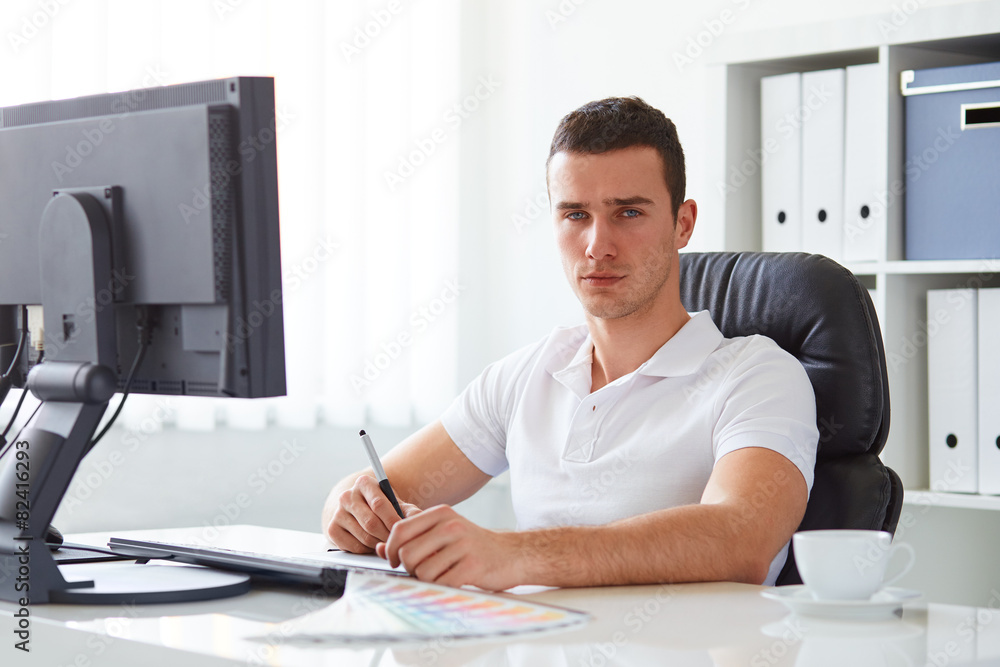 Fototapeta premium Graphic designer working on digital tablet