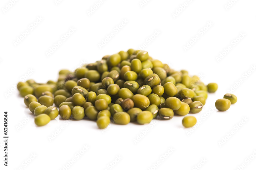 Pile of mung beans isolated on white Pile of mung beans isolated on white
