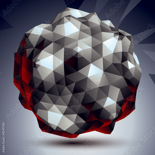 Asymmetric 3D abstract object, monochrome geometric spatial form