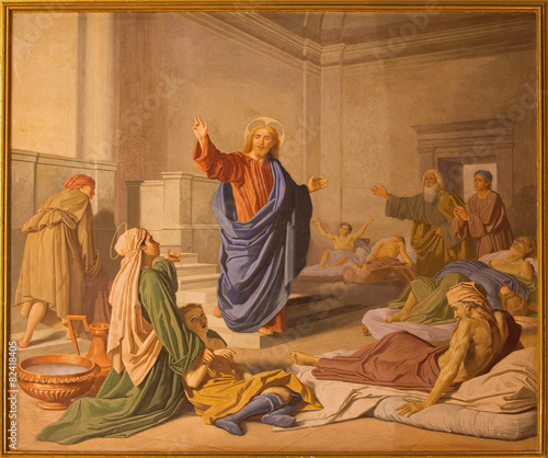 Canvas Print Rome - The fresco of Christ at the healing