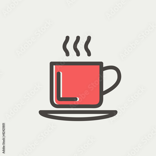 Cup of hot coffee thin line icon