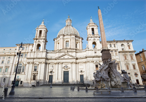 Rome - Piazza Navona in morning, Fontana dei Fiumi
